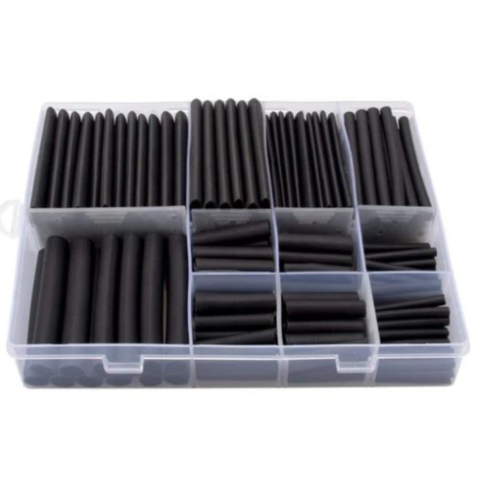 Insulation Sleeving, Electrical (Heat Shrink Tube), Polyolefin, Black, 172 Pieces MP-H002-05-089