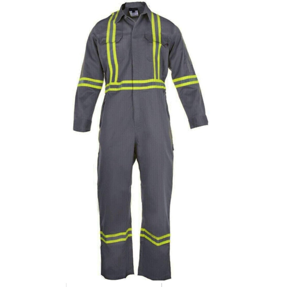 Coveralls, Men’S, Flame Resistant, W/Reflective Striping, Fr Vented, Navy Blue, 42 / Regular V1611