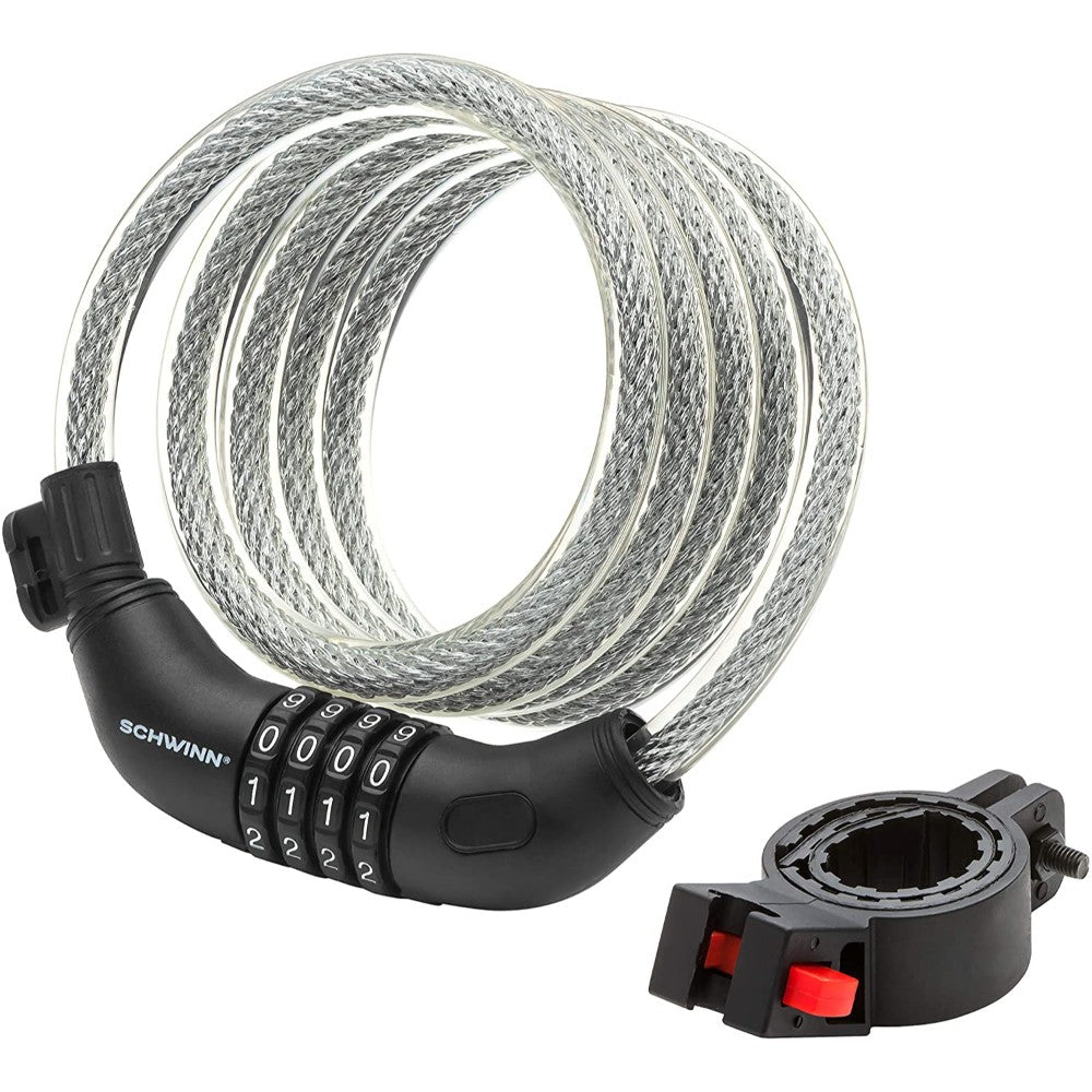 Schwinn 6' X 12Mm Coil Cable Combination Lock, Color: Silver