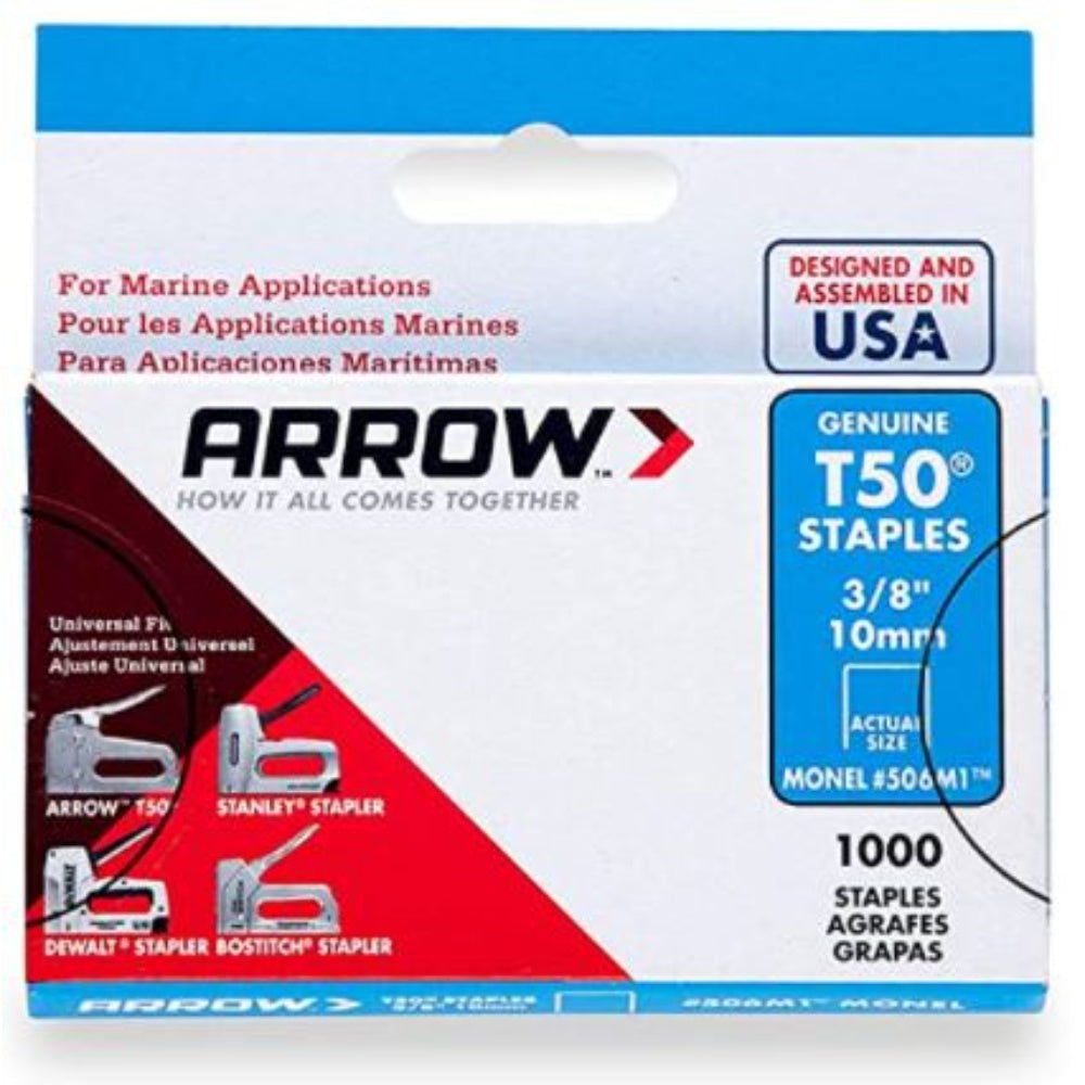 Battery Storage Sealed 12V 56Ah Arrow Fastener 506M1 Genuine T50 Monel Rustproof 3/8-Inch Staples, 1,000-Pack