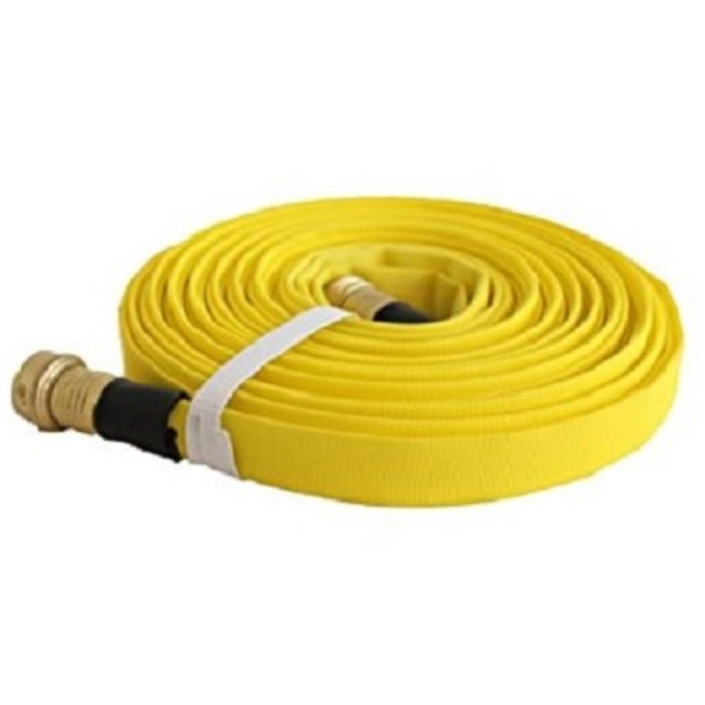 5Elem 017-0103-0100 Flat Garden Hose, Ght Connection, 300 Psi Maximum Pressure, 100' Length, 5/8", Yellow, Polyester LV430310