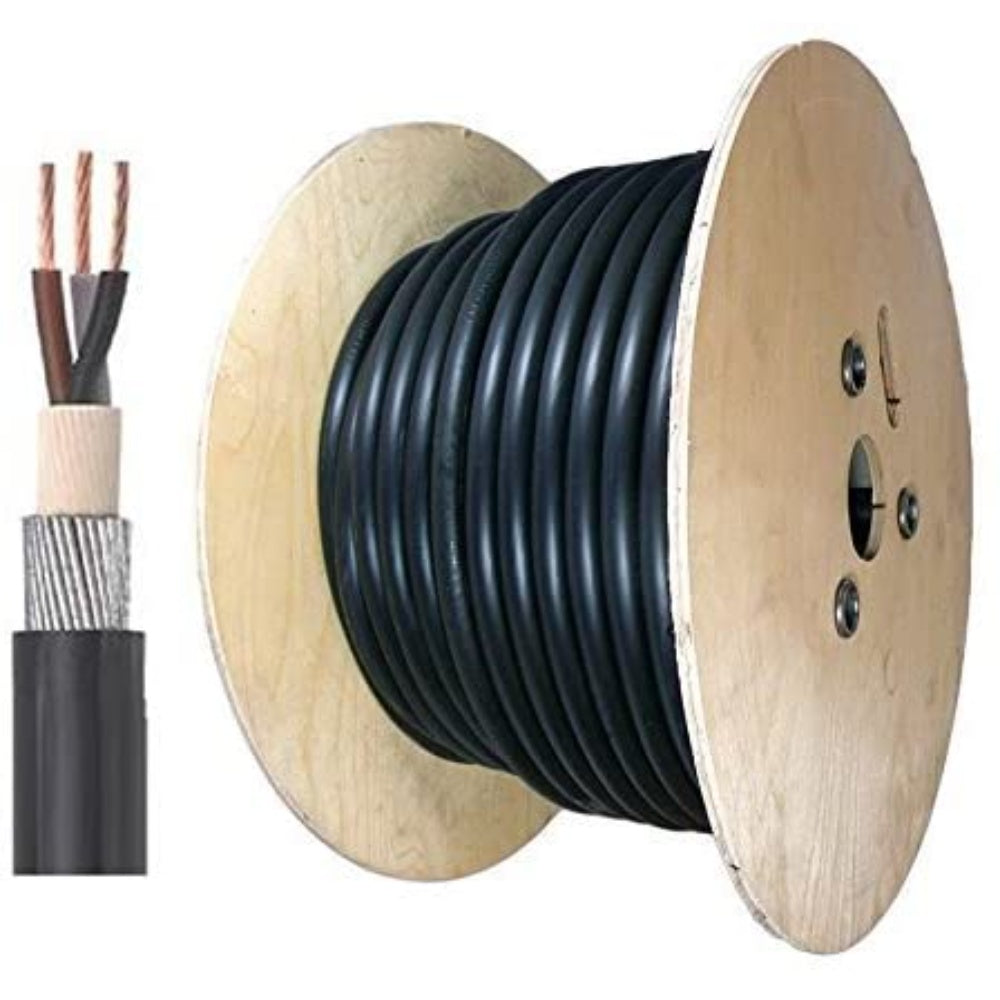 Cable, Armored, Steel Wire, Black, 3 Core, 6Mm²