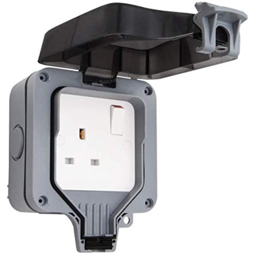 13A Socket Weather Proof (Single) Socket, Switched 1P+N+E IP66, LEWDEN PD1327SAM