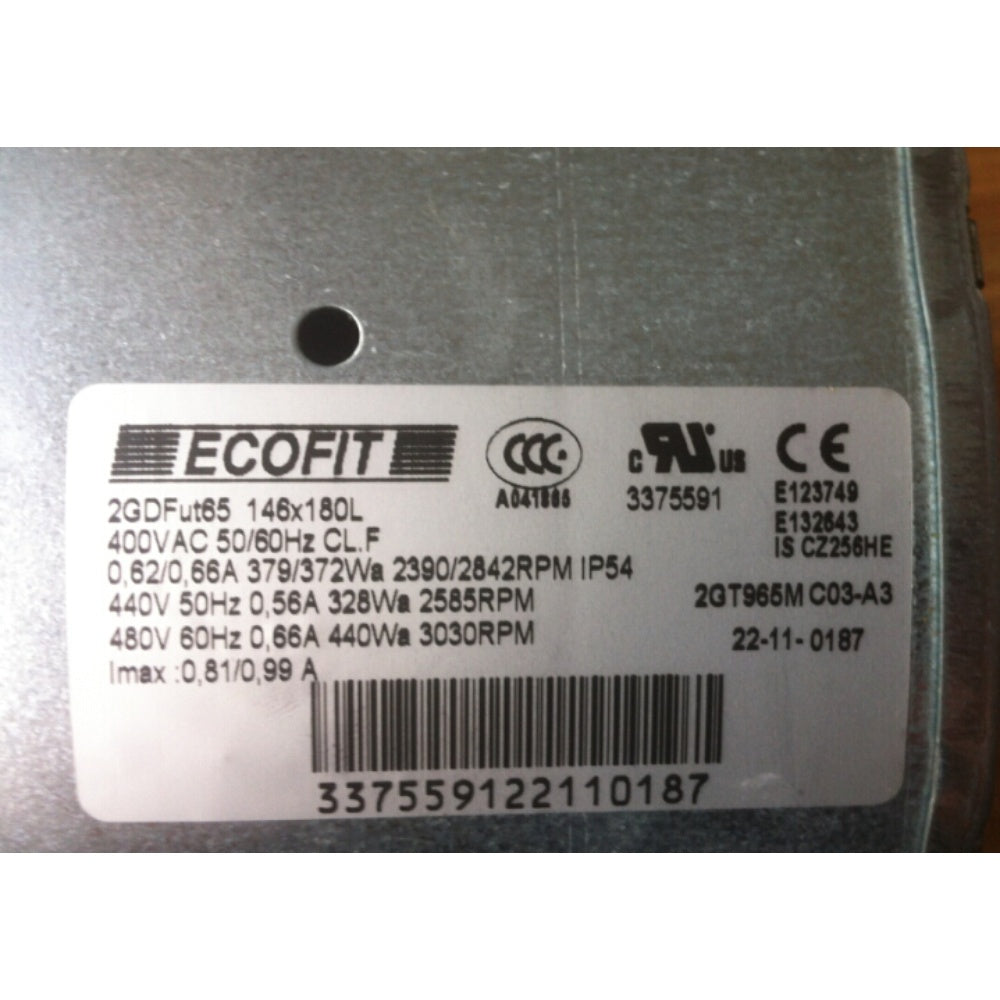 Ecofit 2Gdfut65 146X180L Atv71/61 Vz3V1212 D2D146-Bg03-16 400Vac 379/372W Ip54 Inverter Fan