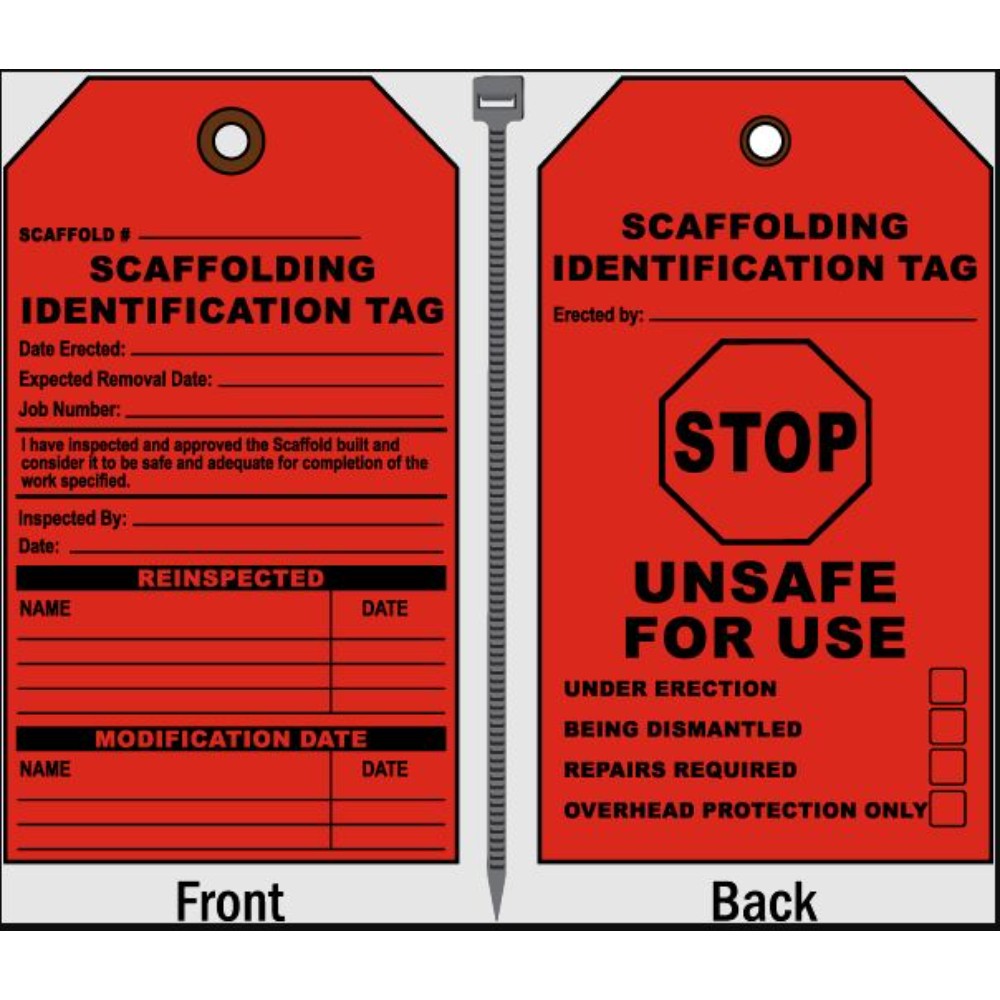 Tag, Instruction, Double Sided, Stop Unsafe For Use, 3-1/4 X 5-5/8 Inches E1518