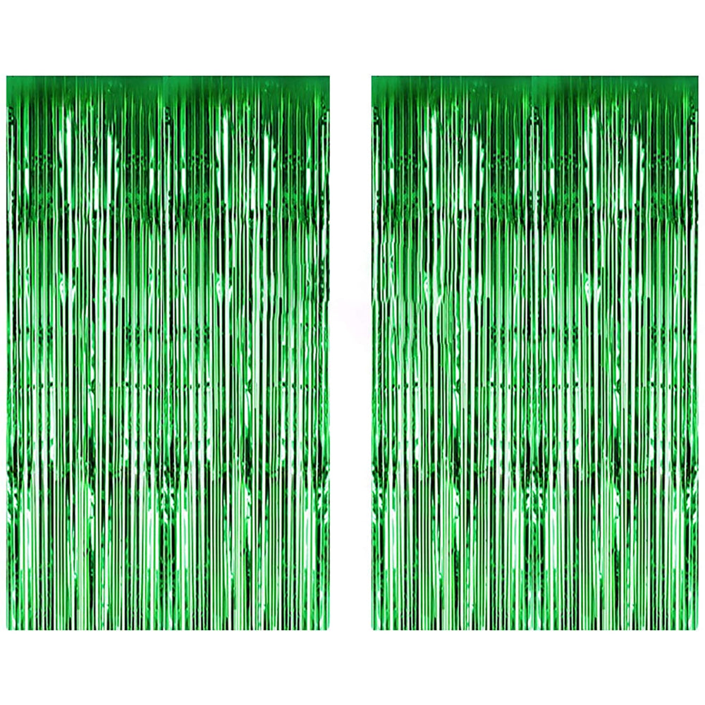 Large Foil Fringe Curtains (Green), #13824667