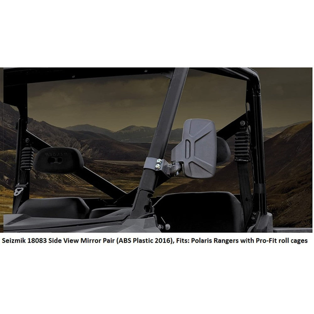 UTV Folding Side View Mirrors (Pair - ABS) for Various Size UTVs (Polaris Pro-Fit and Can-Am Profiled)