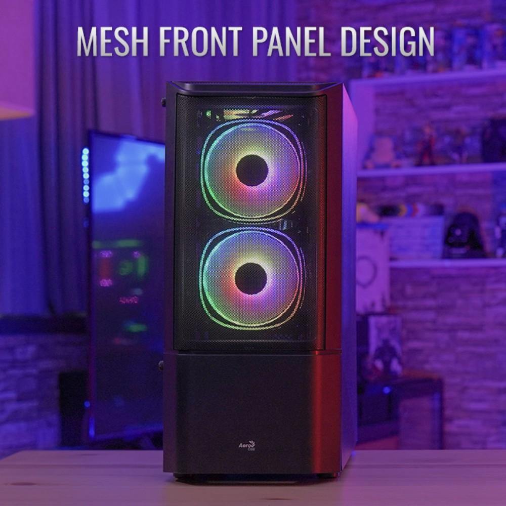 Aerocool Quantum Mesh G-BK-V1, 2, & 3 RGB Mid Tower Case - Black - TagTorch