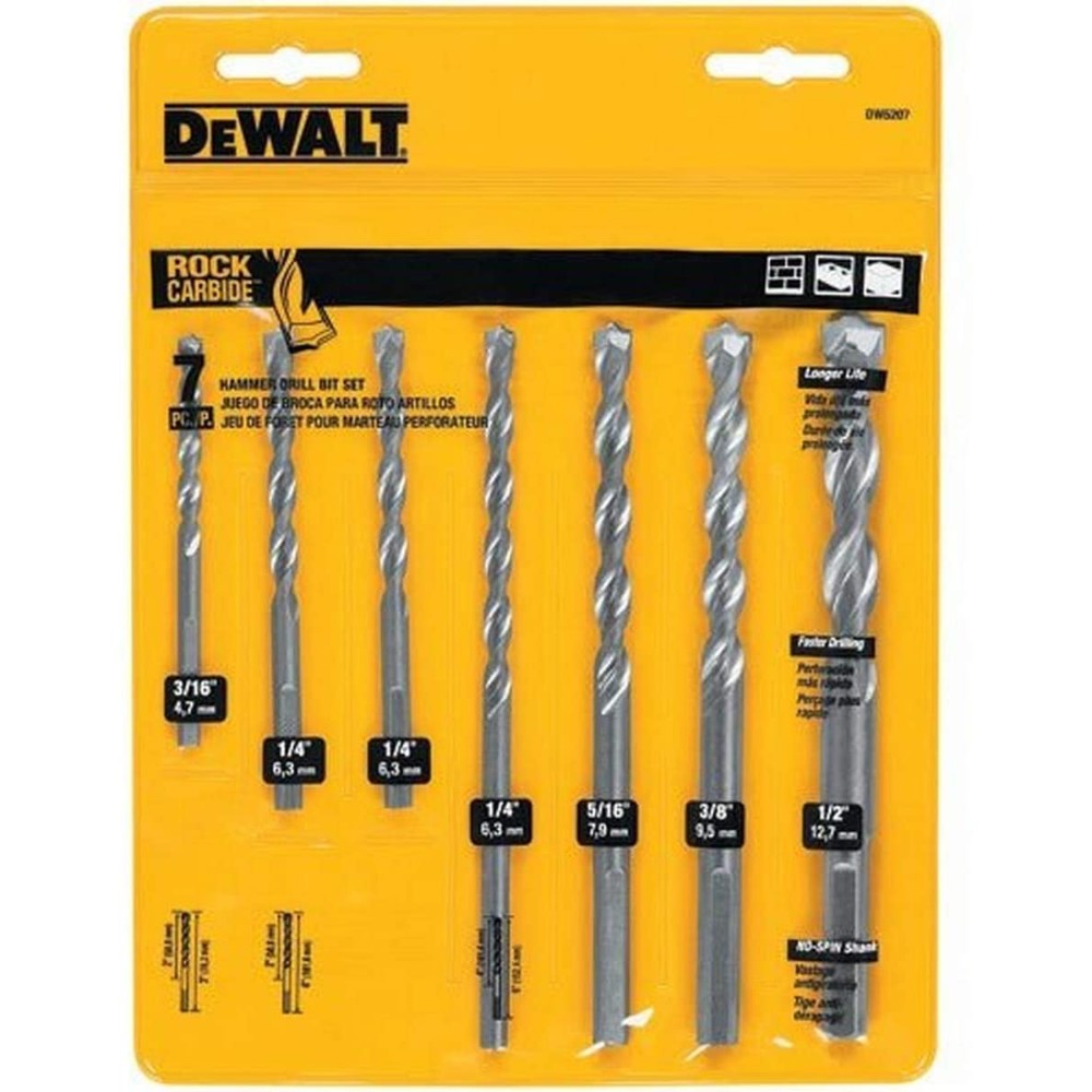 Dewalt Dw5207 7-Piece Premium Percussion Masonry Drill Bit Set DEWALT DW5207