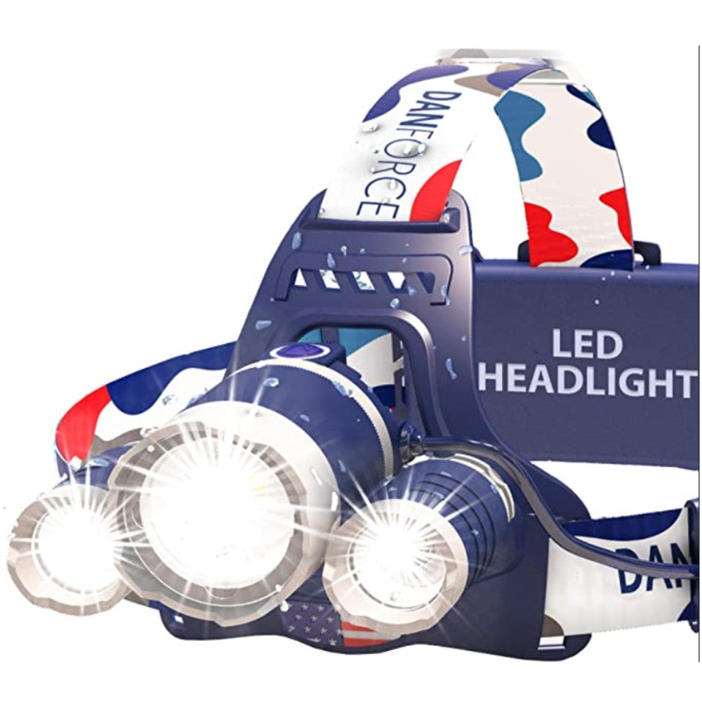 Led Headlamp Flashlight With Red Led Light