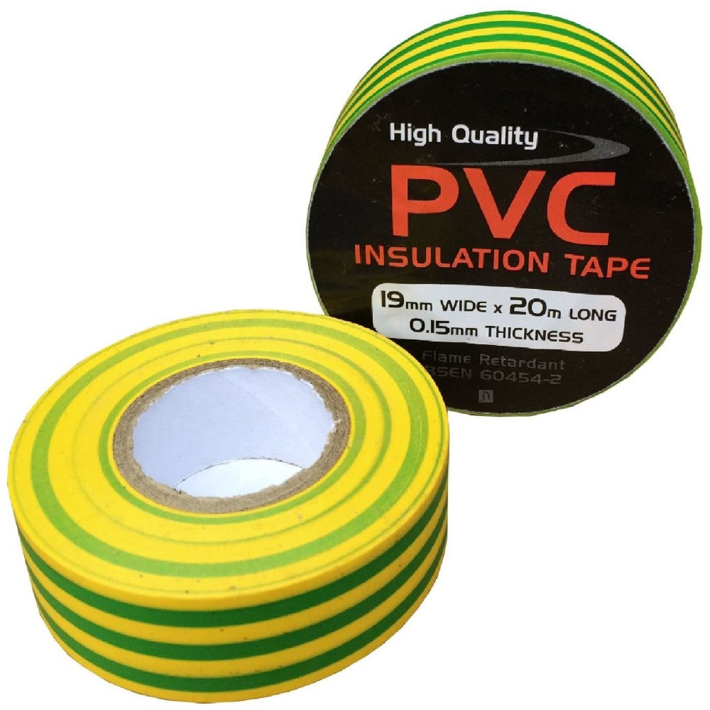 Tape, Insulation, Electrical, Yellow-Green, 19 Mm X 20 Meter