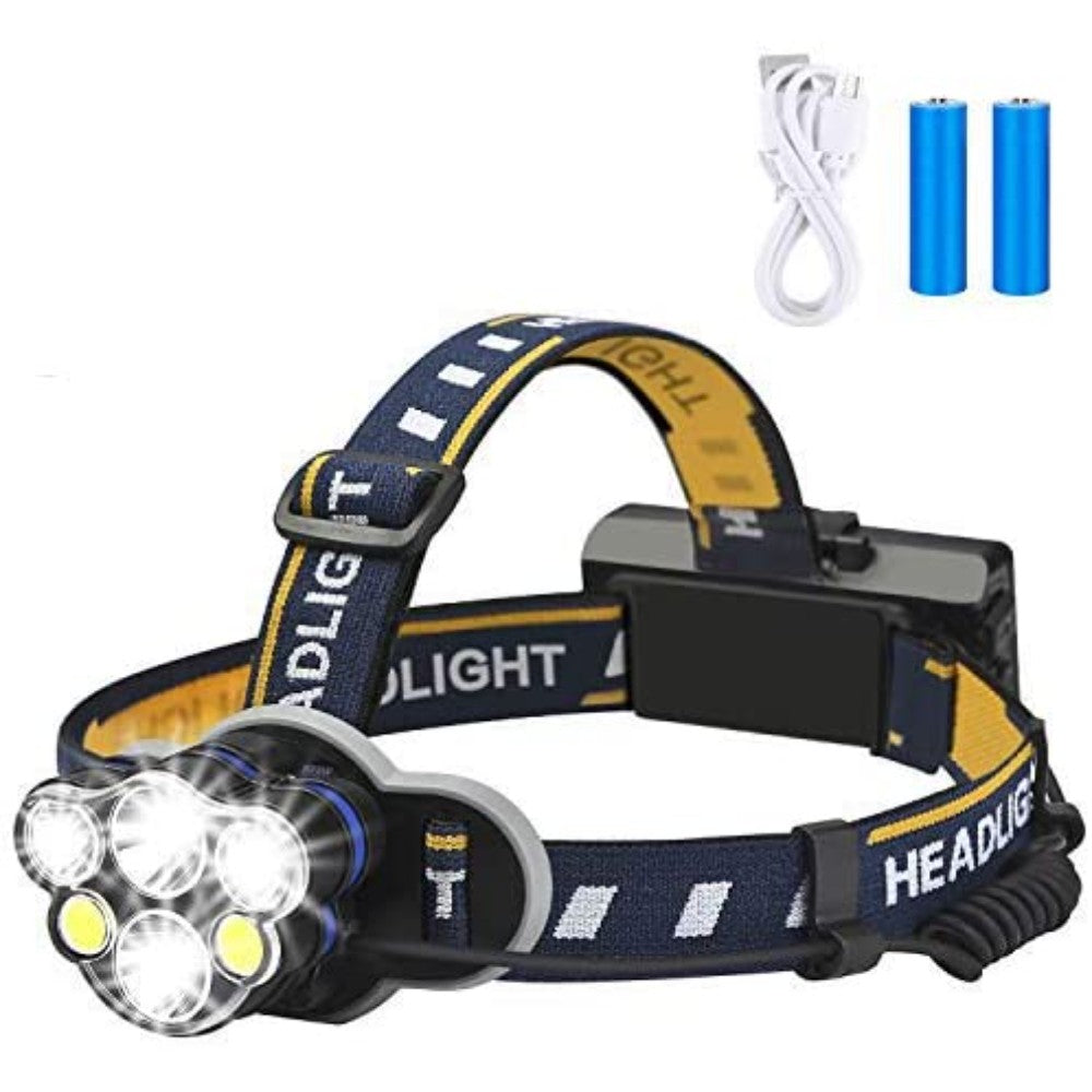 Waterproof 12000 Lumen 5 Led Headlamp Xml T6+4Q5