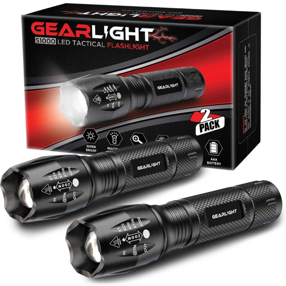 Tactical Led Flashlight 1200Lm L2 Phixton Military Police Handheld Zoomable 5-Mode Aluminum Metal Water-Resistant